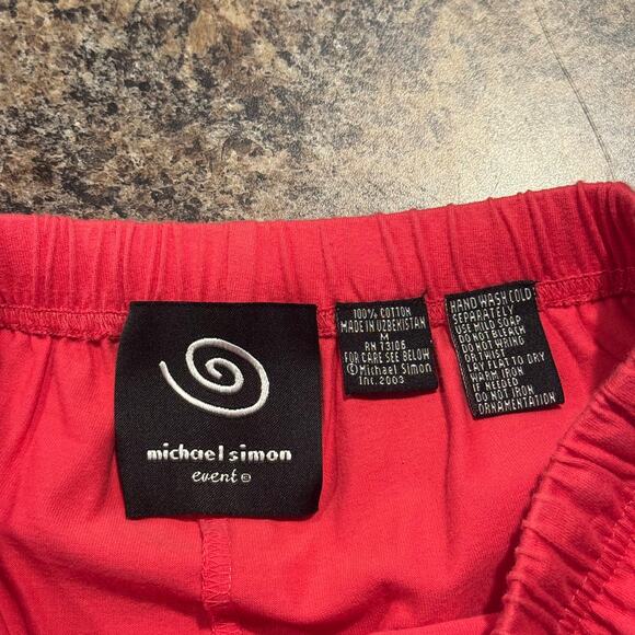 NWOT Michael Simon Pants Sequin Beaded Kawaii Y2K 90s Boho Cropped Pink Medium - Picture 2 of 4